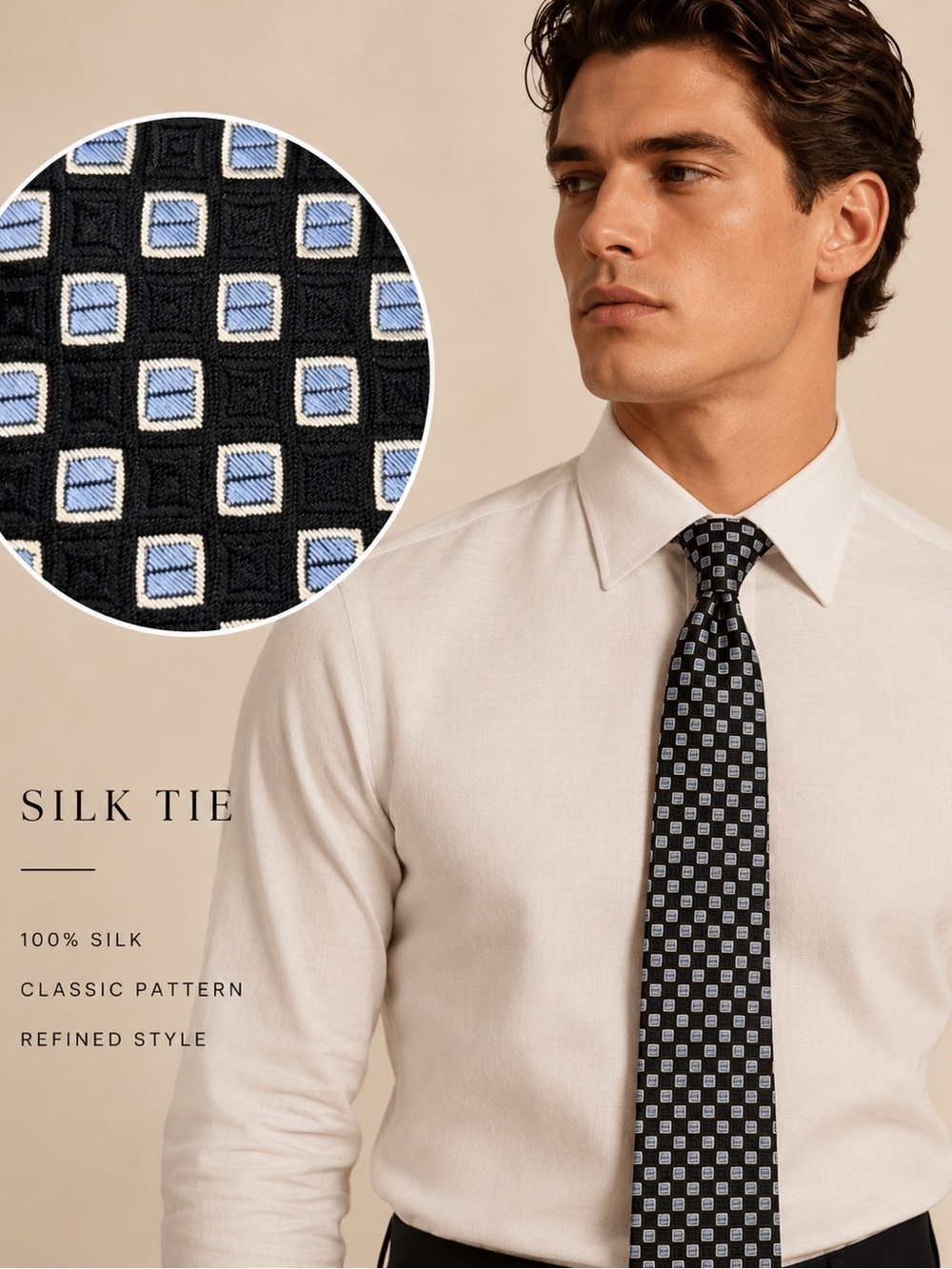 Tommy Hilfiger Geometric Silk Tie Blue Gray Classic Mens Designer Necktie